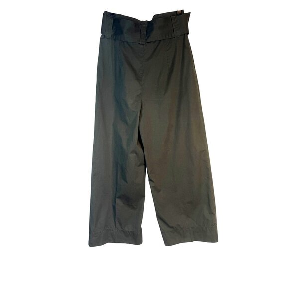 Zara Woman XS Olive Green Belted Wide-Leg Cropped Pants Cotton Blend - Picture 2 of 13